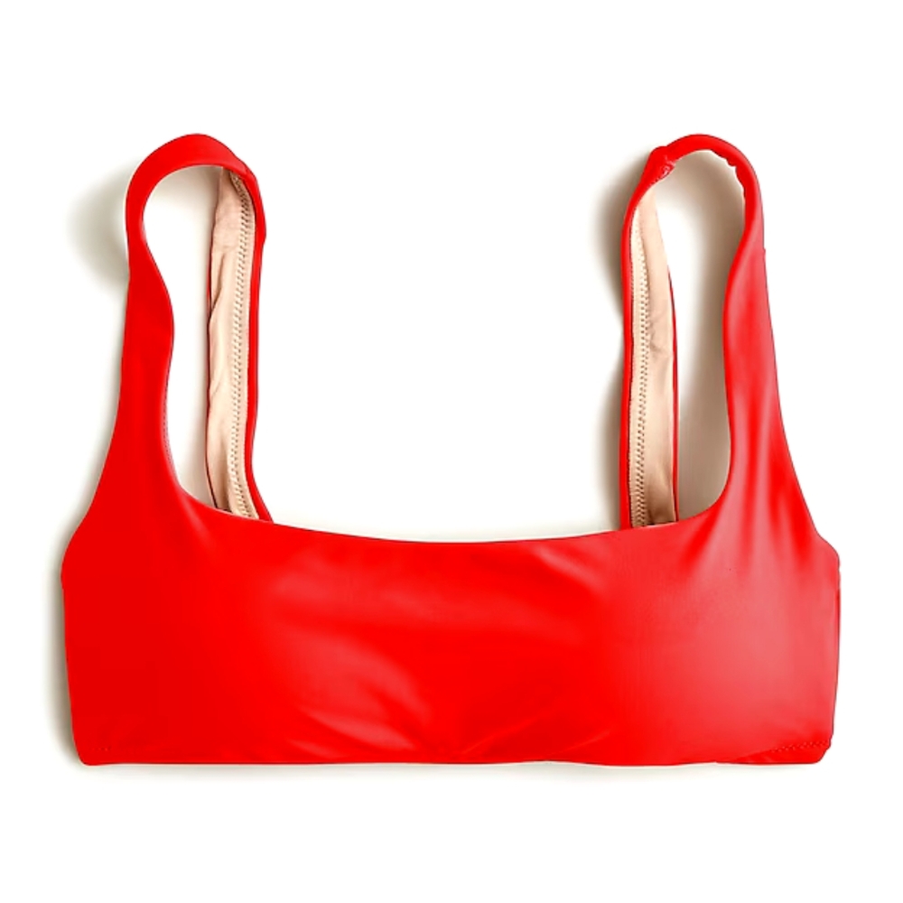 J.Crew plus square neck full coverage bikini top, 2XL, red